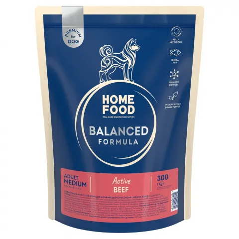 Корм д/собак Home Food 300 г яловичина (сер. пород)