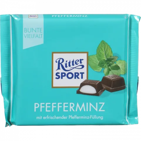 Шок Ritter Sport 100г чорний з перцевою мятою (Німеччина)