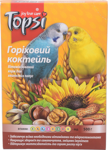 Корм Топсі 550 г Горіховий коктейль д/хвилястих папуг