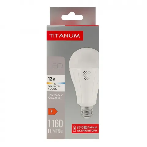 Лампа акумуляторна LED TITANUM A80 12W E27 4000K 230V