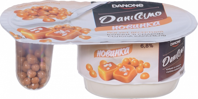 Йогурт Данон Даніссімо Фантазія 99 г 6,8 з солоною карамеллю