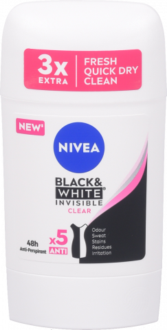 Дезодор Nivea 50 мл стік антиперспірант чорне та біле Невидимий Clear