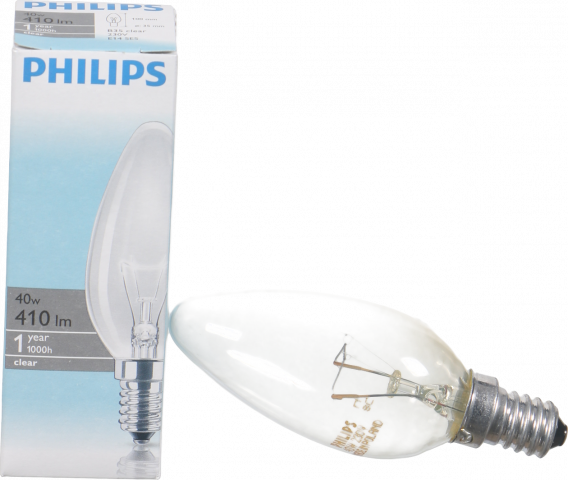 Лампа розж. Philips свічка проз. 40 Вт Е14