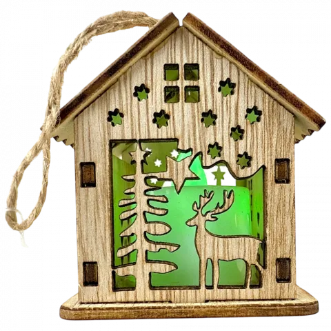 Підвіска дерев`яна зі світлом Будиночок 666.5см арт. FC-25082-1 9245 И818