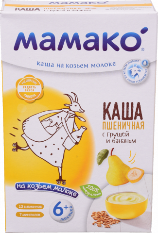 Каша Мамако 200 г пшенична груша банан на козиному молоці