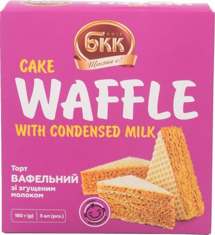 Торт БКК 180 г Вафельний зі згущ. молоком
