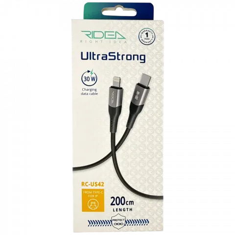 Кабель USB Ridea RC-US42 UltraStrong Type-C to Lightning 30W 2 м чорний