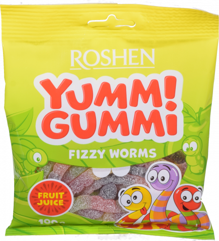Жувальні Цукерки Рошен 70/100 г Yummi Gummi Fizzy Worms