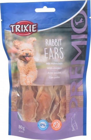 Ласощі д/собак Trixie 80 г Premio Rabbit Ears з кролячими вухами та філе курки