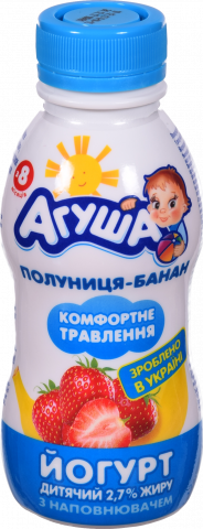 Йогурт Агуша дитяч. питний 2,7 200 г бут. полуниця-банан
