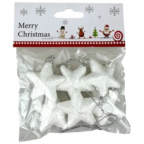 Набір зірок 6 шт, 5 см білі арт. JW24-002 9245 И467