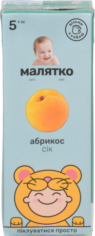 Сік Малятко 200 мл абрикосовий з м`як. т/п