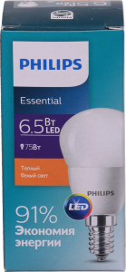 Лампа LED Philips куля жовта 6,5 Вт E14