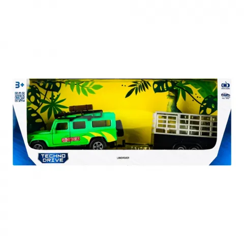 Ігровий набір Techno Drive Land Rower з причепом і динозавром 520178.270