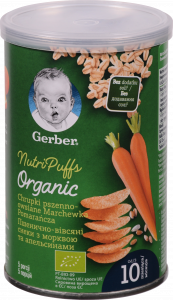 Снеки Gerber 35 г Organic з морквою та апельсином