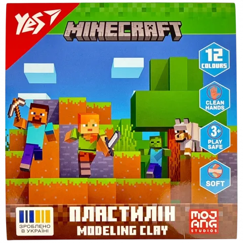 Набір Пластилін Yes Minecraft 12 кольорів 540668
