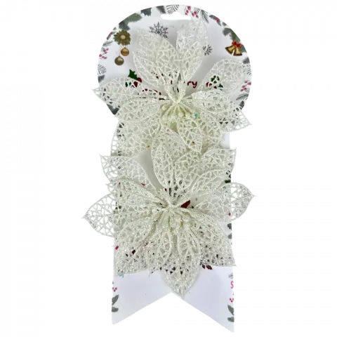 Прикраса ялинкова Квіти 2 шт, 14 см білі арт. ZT25061 9245 И894