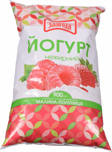Йогурт Злагода 900 г п/е н/ж Малина-Полуниця