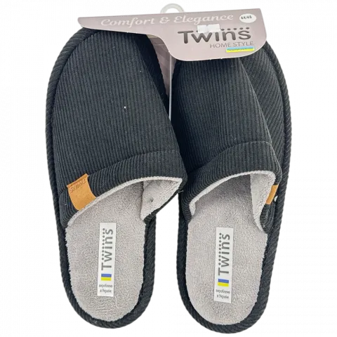 Капці дом. чол. Twins вельвет чорні р.40/41 19142