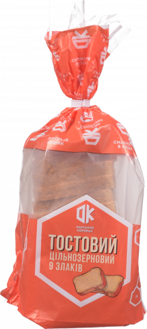 ОК Хліб Цільнозерновий 9 злаків 400 г тостовий упак. наріз.