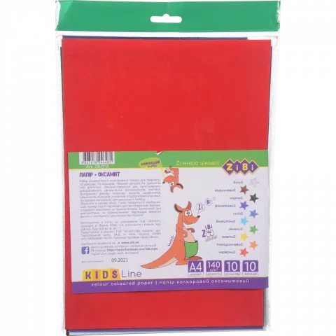 Папір ZiBi оксамитовий А4 10 арк. 10 кольор. ZB.1913