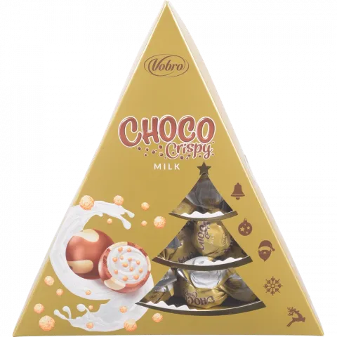 Цукерки Vobro 112 г Ялинка Золота Choco Crispy milk (Польща)