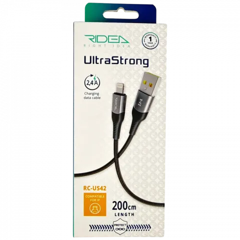 Кабель USB Ridea RC-US42 UltraStrong Lightning 12W 2 м чорний