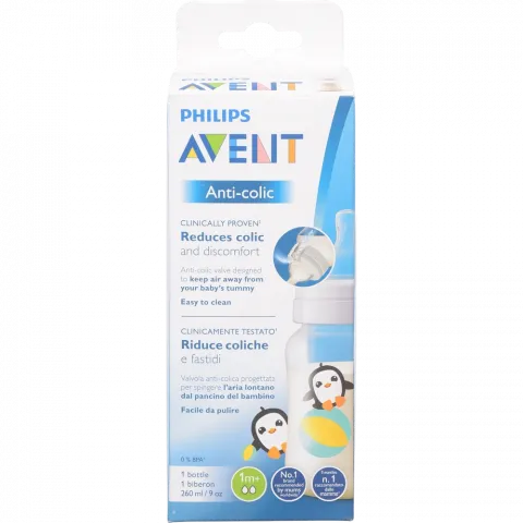 Пляшечка д/годування Avent Anti-Colic 260 мл 1 шт. Пінгвін SCF821/13