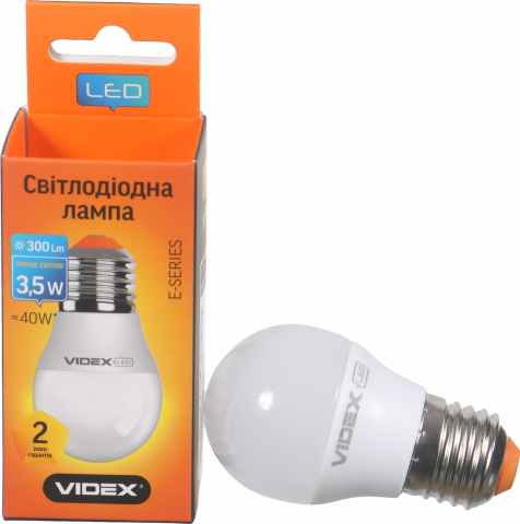 Лампа LED Videx E куля жовта 3,5 Вт Е27