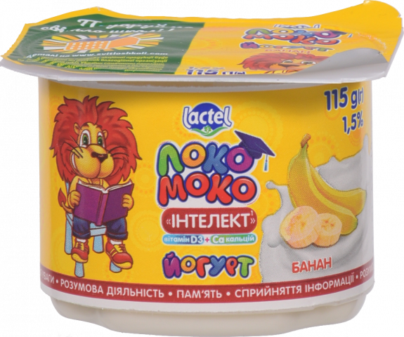 Йогурт Локо Моко 1,5 115 г стак. банан, з кальцієм та вітам. ДЗ