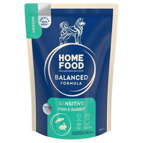 Корм д/собак Home Food 300 г риба кролик (сер. пород)