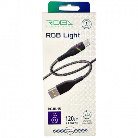 Кабель USB Ridea RC-RL15 RGB Light Type-C 3 A 1,2 м