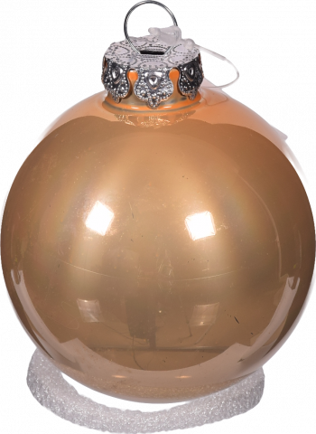 Прикраса ЛХ куля скляна 6 см глянцева ніжно-золота JNGS-9-0141-6cm И060