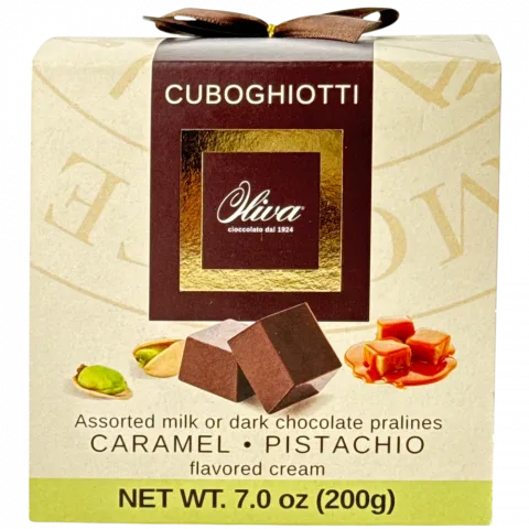 Цукерки Oliva 200 г Cuboghiotti карамель/фісташка (Італія)