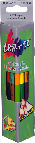Олівці кольорові двосторонні трикутні 12 шт. 24 кольору Grip-rite 9101-12CB 26377
