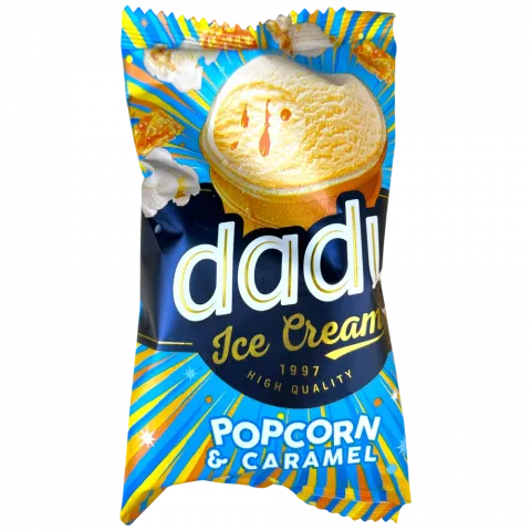 Морозиво DADU карамельне Попкорн у стакан. 65г И423(Литва)