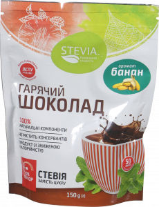 Гарячий шоколад Stevia з екстрактом стевії 150 г зі смак. банану