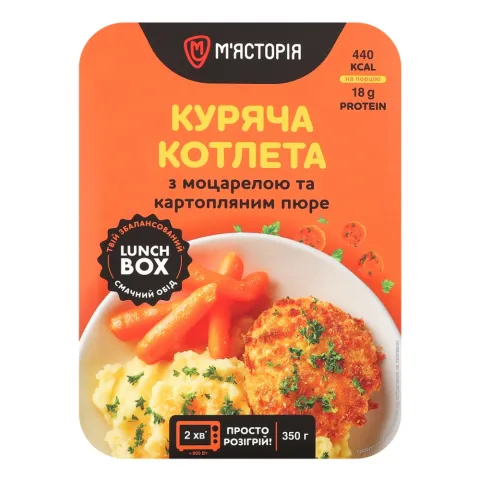Котлета М`ясторія 350 г Куряча з моц. та картопл. пюре