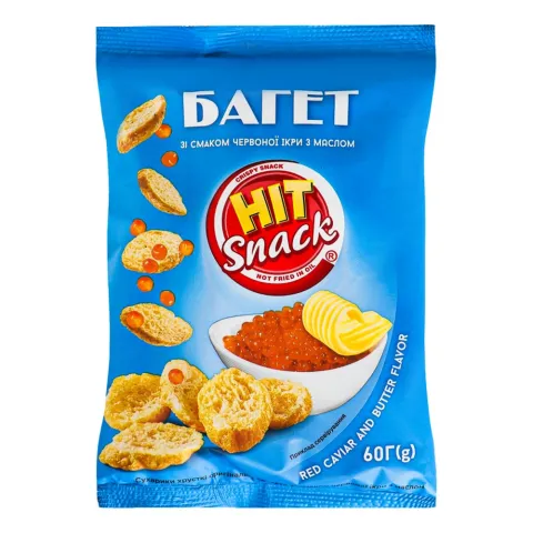 Сухарики Золоте зерно 60 г Багет з червоною ікрою та маслом