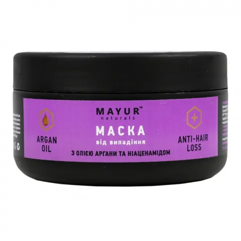 Маска д/волосся Mayur 250 мл п/випадіння регенеруюча з арган. олією та ніаценамідом