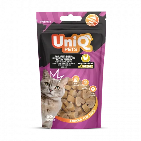 Снек д/котів UNIQ 50г мякі сердечка з куркою И631(Польща)