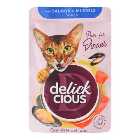 Корм д/котів Delickcious 85 г з лососем та мідями в соусі