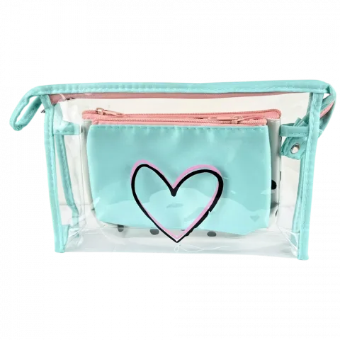 Косметичка прозора, 3в1, 25х17х6 см, Квітки`, колір в асорт. арт. 107-3 И422`