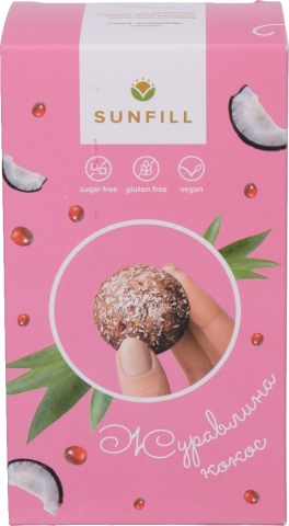 Цукерки Sunfill 150 г з журавлиною та кокосом б/глютену