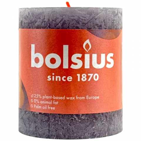 Свіча Bolsius 80/68 рустік Морозна лаванда, 35 год., арт. 103668780356