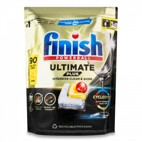 Капсули Finish д/ ПММ Ultimate Plus All in 1 90 шт. Лимон
