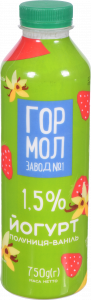 Йогурт ГМЗ 1,5 750 г з сиропом Полуниця-ваніль