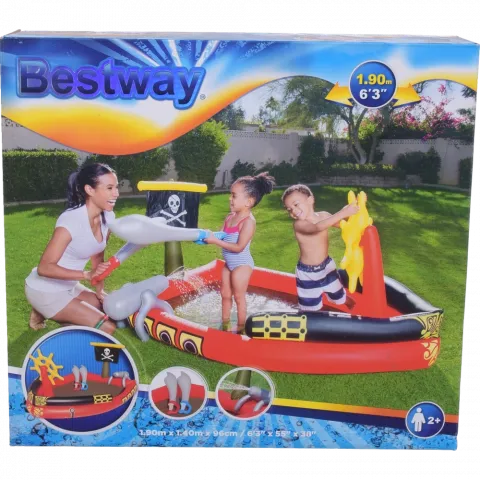 Бествей 53041 ігровий басейн з бризкалкою і прилад. для ігор Пірати 190х140х96 см, 212 л
