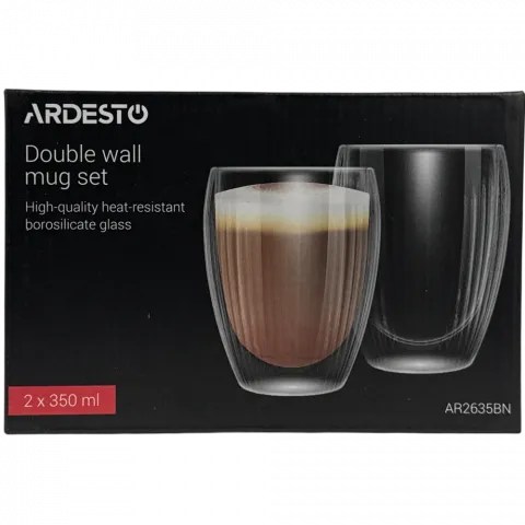 Набір чашок скл. Ardesto 350 мл 2 шт. прозорий AR2635BN