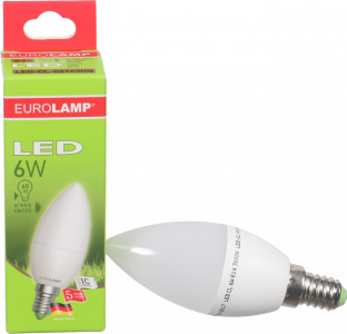 Лампа LED EuroLamp свічка жовта 6 Вт Е14
